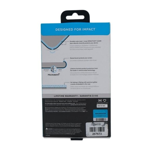 Speck Presidio Clear + Glitter Case for iPhone 6.5" (2019) – Clear with Glitters - Picture 2 of 5